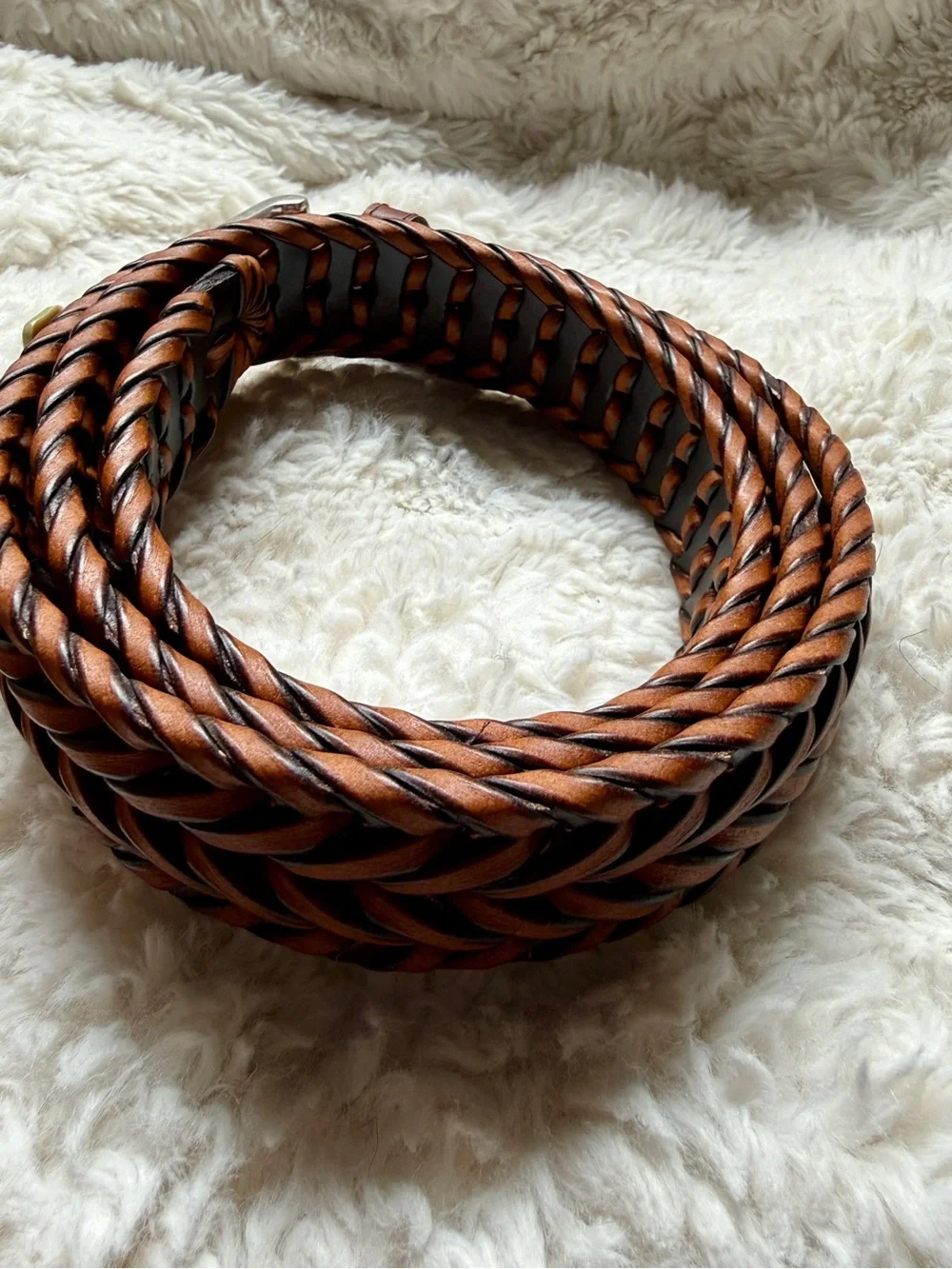 Dockers Braided Leather Belt in Rich Brown